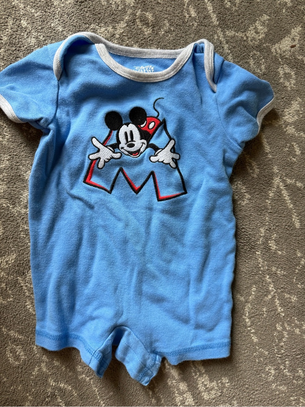 Disney Baby Blue Mickey Mouse Short Sleeve One-Piece 9 months size